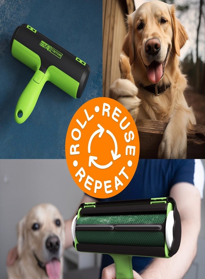 Triton Pet Hair Removal Tool w/Fur Trapping Compartment, 60% Smaller Storage Size, Reusable Shedding Roller, Cat and Dog Hair Remover for Car, Furniture, Carpet, Couch (Green) - Image 4
